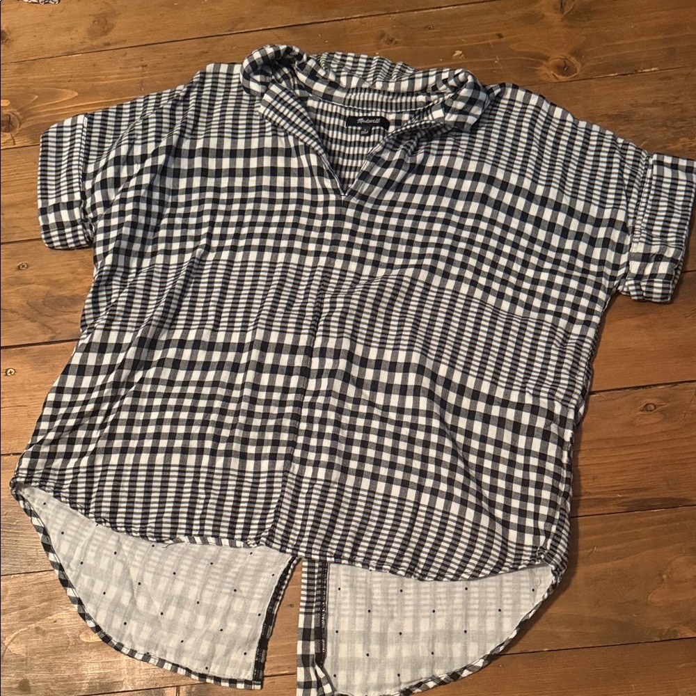 Madewell Black and White Checkered Top